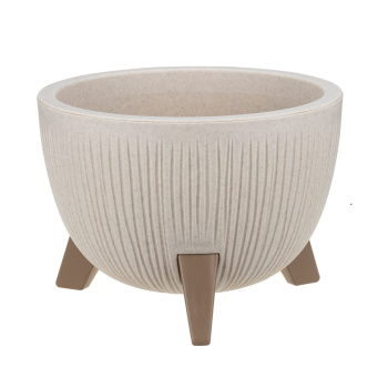 Кашпо пластм. "Петалис" 4,2л d верха 255мм h185мм со вставкой Беж. мрамор М3254 "М-Пластика" *1/4