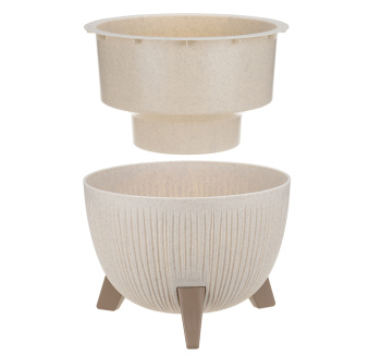 Кашпо пластм. "Петалис" 4,2л d верха 255мм h185мм со вставкой Беж. мрамор М3254 "М-Пластика" *1/4