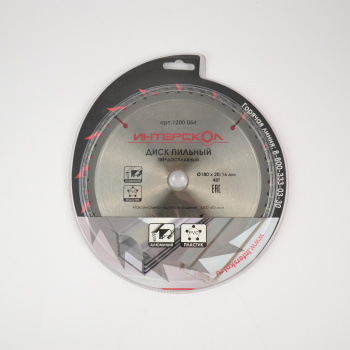 Диск д/циркул.пилы 180мм 20/16-48Тд/цвет.мет, пластика (Интерскол) *1/10