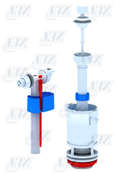 Арматура бачка АНИ Пласт Эконом, боковой подвод, шток белый