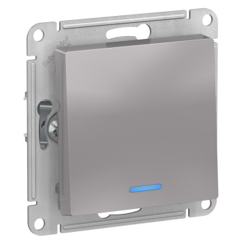 Механизм выключателя "ATLAS DESIGN" 1-кл. алюминий с подсветкой 10АХ SchE ATN000313 *1/10