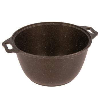 Кастрюля алюм. литая а/приг. Kukmara "Мраморная" кофейный 4,0л  Стекл.кр. кмк42а (Кукмор) *1/3