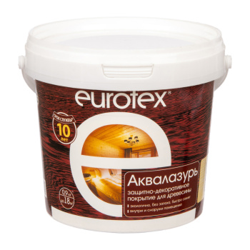 Защитно-декоративное покрытие 0.9 кг для древесины Eurotex Аквалазурь, акриловое, бесцветный