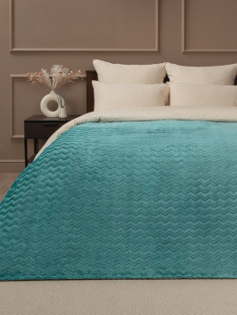 Плед 200*220см фланель жаккард зигзаг бирюзовый TF FNZ ME8 rz 030/2022 NC Absolute *1