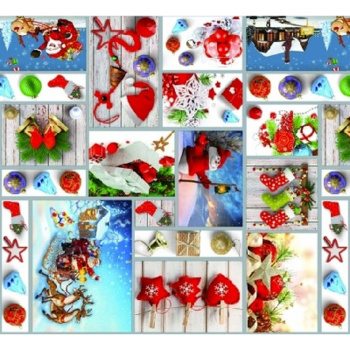 яяяКлеёнка на нетканой основе АМАРАНТ 5327C Новый год шир.1,37м *20м