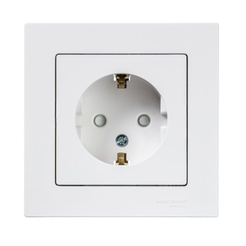Розетка "ATLAS DESIGN" СП 1-мест. белая з/к з/ш 16А в сборе SchE ATN000144 *1/15