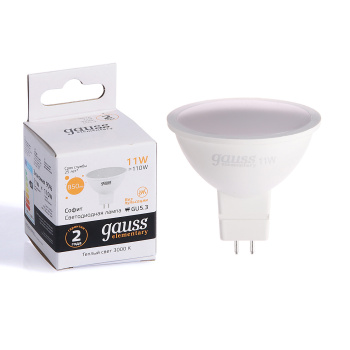Лампа светодиодная Gauss Elementary, GU5.3, 11 Вт, 3000 К, теплый белый