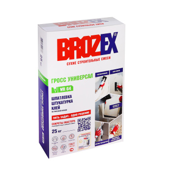 Шпаклевка гипсовая BROZEX Гросс Универсал WR 64, 25 кг Шпаклевка гипсовая BROZEX Гросс Универсал WR 64, 25 кг
