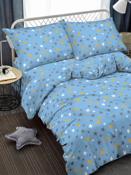 Постельное белье 1,5сп макосатин Amore Mio 97237 Star BL, наволочки 50*70 - 2шт *1