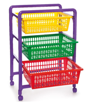 яяяЭтажерка пластм. 3 секции-лотка, на колесиках Детская 450х311х662мм арт.460 ("Полимербыт") *1/2