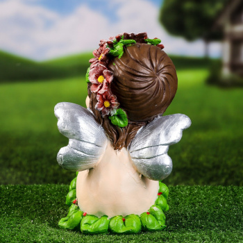 Садовая фигура "Ангел мечтатель" цветной, 27х20см 9567035