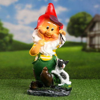 Садовая фигура "Гномик с кошечкой" 40см 9567802