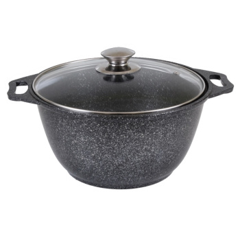 Кастрюля алюм. литая а/приг. Kukmara "Мраморная" темный 3,0л Стекл.кр. кмт32а (Кукмор) *1/3