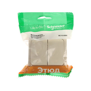 Выключатель "Этюд" СП 2кл. кремовый с подсветкой ВС10-006К *10/20