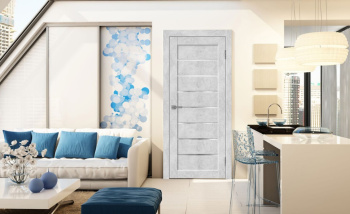 Комплект двери 2000х800х34 мм Аркада Санторини, полотно, погонаж, фурнитура, бетон белый