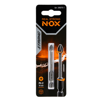 Бита крестовая PH2х 70мм (1шт) торсионная S2 хвостовик1/4"Е STRONG арт.336270-1 NOX *10/50/100