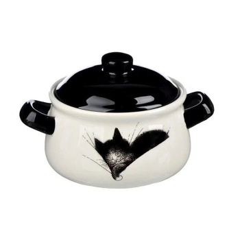 MILLIMI Черный кот Горшочек для запекания, 500 мл, 17x13x10см, керамика
