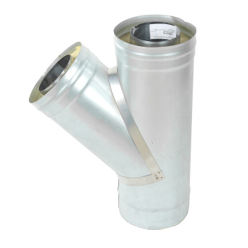 Тройник-сэндвич 135* d.115х180 нерж/оцин 0,5мм/0,5мм AISI 439 ! переход на диаметр 115*200 *1