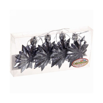 Ёлочные игрушки "Звезда остроконечная" 6 см (набор 4 шт), графит Ёлочные игрушки "Звезда остроконечная" 6 см (набор 4 шт), графит