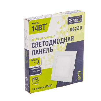 Светильник встраиваемый светодиодн. GENERAL 14W 924Лм 6.5K (168*168*16) GLP-SW13 413400 *1/40