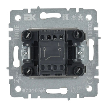 Механизм выключателя "BRITE" 1-кл. белый IEK BR-V10-0-10-K01  *10