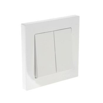 Выключатель "ATLAS DESIGN" СП 2кл. белый 10АХ в сборе SchE ATN000152 *1/15