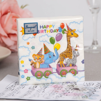 Салфетки бумажные Bouquet de Luxe Зоопарк 24*24 25л 3слоя *15 Салфетки бумажные Bouquet de Luxe Зоопарк 24*24 25л 3слоя *15