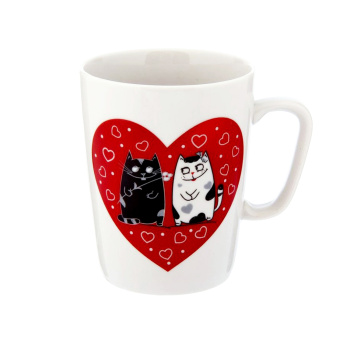 Кружка фарфор. 350мл "Конус" рис. "Кискины истории" 028252 *24