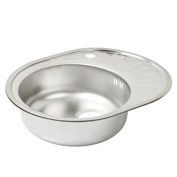 Мойка нерж.врезная 570х450х160мм 0,6мм ЛЕВАЯ (с сифоном) выпуск 3 1/2" *1/12