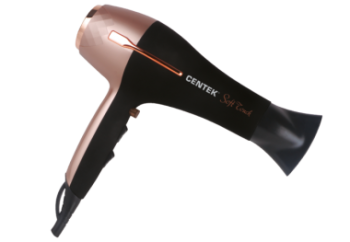 Фен 2200Вт Centek СТ-2242/2241 роз/черный, 3 темпер. режима, 2 скорости, Soft-touch *1/10