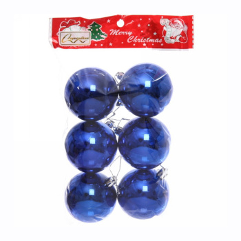 Набор новогодних шаров "Глянец", диаметр 6 см, 6 шт., синий Набор новогодних шаров "Глянец", диаметр 6 см, 6 шт., синий