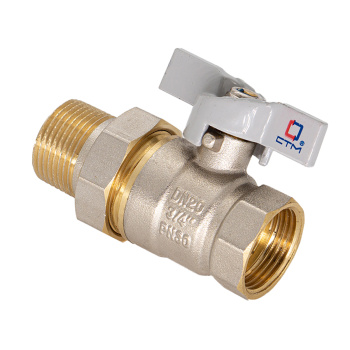 Кран шаровый 1/2" (Ø15) М/П бабочка с американкой СТМ (СТАНДАРТ) CWAFM012 *1/20/120