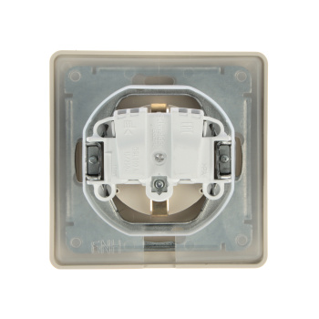 Розетка "Glossa" СП 1-мест. бежевая c/з з/ш крышка IP44 GSL000248 *1/10