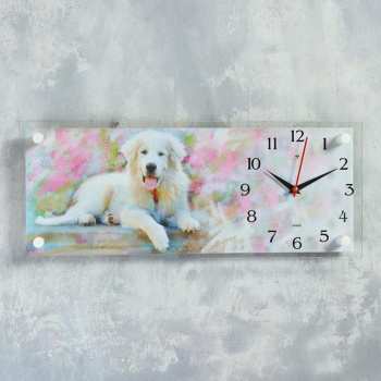 Часы настенные, серия: Животный мир, "Белый ретривер", 20х50 см 2918880