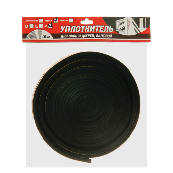 Уплотнитель 10 м TYTAN, 9х5.5 мм, для окон и дверей, профиль P, черный