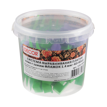 Система выравнивания плитки СВП набор Зажим 1,4мм 40шт+Клин 40шт ведро (арт.339-5050)   *12/24