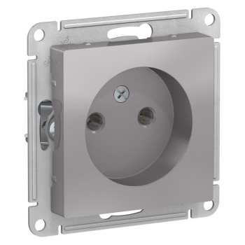 Механизм розетки "ATLAS DESIGN" 1-м алюминий без заземления 16А SchE ATN000341 *1/10